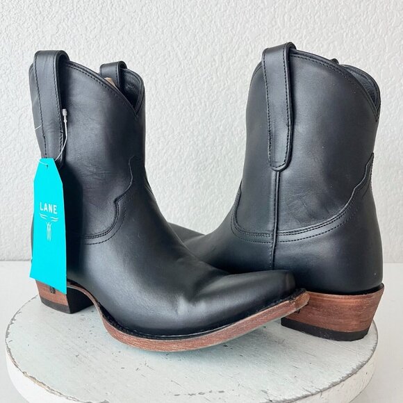 Lane EMMA JANE Womens Cowboy Bootie 7.5 Black Western Cowgirl Short Ankle Boots - Picture 1 of 11